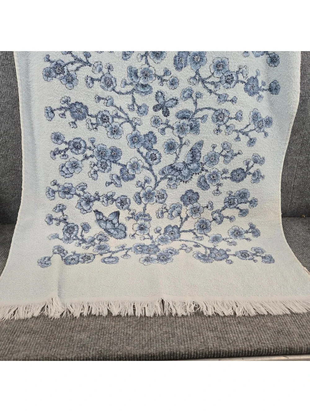 Stevens Blue Cherry Blossom Cotton Bath Towel Made in USA 22